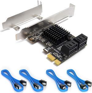 PCIe SATA Card, 4 Port with 4 SATA Cable, SATA Controller Expansion Card with Low Profile Bracket, Marvell 9215 Non-Raid, Boot as System Disk, Support 4 SATA 3.0 Devices