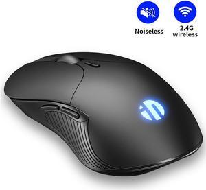 Silent Wireless Mouse Rechargeable Durable Slim Mice 2.4G Wireless Mice 3 DPI Adjustable 6 Buttons for Notebook, PC Computer Mouse (Black)