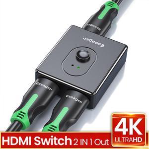 HDMI Switch 4K HDMI Splitter- Aluminum Bi-Directional HDMI Switcher 2 Input 1 Output, HDMI Switch Splitter 2 x 1/1 x 2. No External Power Required, Support 4K 3D HD 1080P for Xbox PS4 Roku HDTV