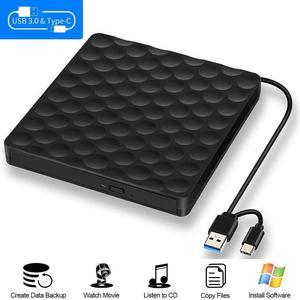 External CD DVD Drive for Laptop HighSpeed Transfer USB 30  USB Type C Slim Portable CD DVD RW Optical Drive Burner Writer Reader with TypeC Adapter for PC Desktops Compatible with PC Desktop
