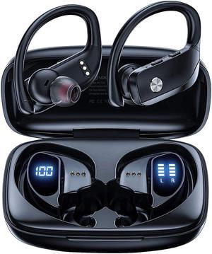 Ture Wireless Earbuds Bluetooth Headphones 48hrs Playtime Sport Earphones with LED Display TWS Stereo Deep Bass Ear Buds with Earhooks Waterproof in-Ear Built-in Mic Headset for Running Workout
