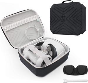 Portable Fashion Travel Case for Oculus Quest 2, Storing VR Gaming Headset and Touch Controllers Accessories Carrying Bag (Black_