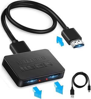 HDMI Splitter 1 in 2 Out, 4K HDMI Splitter for Dual Monitors Duplicate/Mirror Only, 1x2 HDMI Splitter 1 to 2 Amplifier for Full HD 1080P 3D with HDMI Cable (1 Source onto 2 Displays)