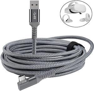 For Oculus Quest 2 Link Cable 20ft6M Oculus Link Cable with Signal Booster 90 Degree Angled High Speed Data Transfer  Fast Charging Cable for Oculus Quest VR Headset and Gaming PC Grey