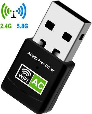 WLAN Adapter, WiFi Stick 600Mbps Dual Band 2.4GHz/5GHz Wireless USB Wireless Adapter 802.11ac / n / g / b Network Dongles, for PC, for Windows XP / 7/8/10 / Vista TV Box No CD Required Plug & Play