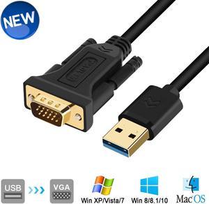 USB to VGA Adapter Cable 5FT/1.5M Compatible with Mac OS Windows XP/Vista/10/8/7, USB 3.0 to VGA Male 1080P Monitor Display Video Adapter/Converter Cord (5Feet/1.5M)