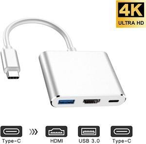 USB-C to HDMI USB 3.0 Type C PD Adapter (Supports 4K / 30Hz) - Type-C 3 in 1 Converter Cable for 2017 / 2018 MacBook Pro, MacBook, Mac Pro, iMac, Chromebook, & More USB 3.0 Type-C Devices