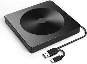 External CD DVD Drive, with USB 3.0 & Type-C, Portable CD / DVD Drive and Burner for Laptop, Desktop, Mac, MacBook, Compatible with Windows XP / 7/8 / 10 / Vista / Linux / Mac 10 OS- system