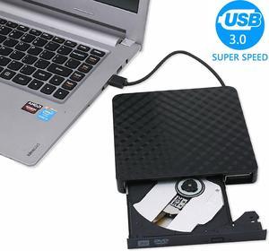 2021 Upgraded External CD DVD Drive, USB 3.0 Cord Portable CD/DVD+/-RW Drive/DVD Player for Laptop CD ROM Burner Compatible with Laptop Desktop PC Windows Linux Mac OS (Black)