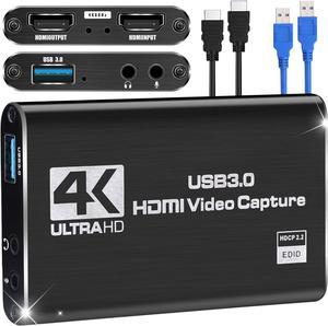 4K Capture Card, Game Capture Card for Nin-tendo Switch,1080P HDMI Video Capture Card USB 3.0 60FPS Video Capture Device for Streaming, Video Recording, Gaming Capture Work with PS4/PS5/PC/OBS/DSLR