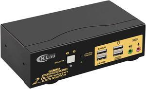 KVM Switch Dual Monitor DisplayPort 2 Port 4K @60Hz 4:4:4, 2x2 DP KVM Switch with Audio and USB 2.0 HUBs