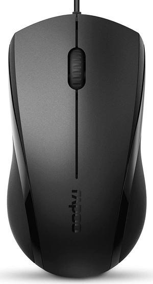 Silent USB Wired Mouse, 1000 DPI 5ft Cord Quiet Button Optical Computer Mouse, Left Right Hand Use, for Laptop Chromebook MacOS Notebook, Matte Black