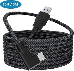 16FT / 5M USB A to C Link Cable for Oculus Quest 2, USB 3.0 to Type C Link Cable High Speed Data Transfer 3A Fast Charging Cable for O-culus Quest 2 VR Headset Accessories Gaming Video (Black, 16feet)