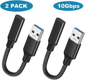 [2 PACK] [10Gbps] USB A Male to USB C Adapter Cable, USB 3.2 GEN 2 USB A to USB C Converter Cord, Support Double Sided 10Gbps Data Transfer & Power Charging, USB A 3.2 to USB-C Cable