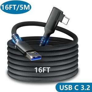 16FT / 5M VR Link Cable Compatible with O-culus/Meta Quest Accessories and PC/Steam VR, USB 3.2 to USB C Data Transfer Cord, USB A to USB C 5Gbps High Speed VR Cable PC for Headset and Gaming PC,Black