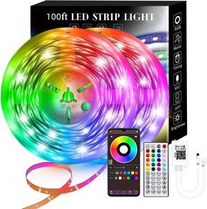 100FT Smart LED Strip Lights (2 Rolls of 50ft), LED RGB Strip Lights Sync to Music with 40 Key Remote Controller LED Lights for Bedroom,Christmas Lights decration (Multi-Colored, 100FT)