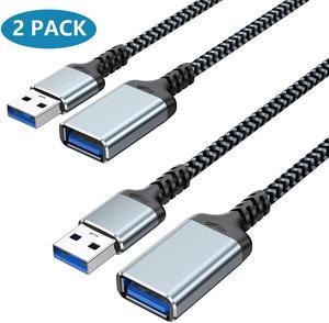 [2 PACK] USB 3.0 Extension Cable 6.6ft / 2M, USB A Extension Cord Braided Extender, USB to USB Extender Cable Male to Female 5Gbps Fast Data Transfer for USB Keyboard Mouse Flash Drive Hard Drive