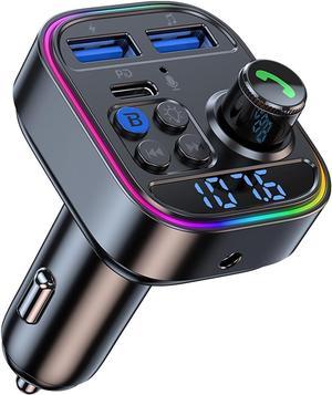 Bluetooth 5.3 FM Transmitter for Car, Bluetooth Car Adapter with Type-C PD(30W) Car Charger and Dual USB Port,Wireless FM Radio Transmitter, Support MP3 Player, Handsfree Calling, LED Backlit, U Disk