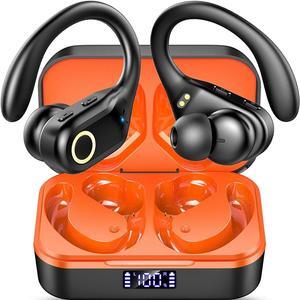 Wireless Earbuds Bluetooth 5.3 Headphones Stereo Bass, ENC Noise Cancelling Mic HD Call, Over Ear buds with Soft Earhooks for Sports, 48H Playtime LED Display, IP7 Waterproof Earphones for Android IOS