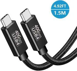USB 4 Cable 4.9FT/1.5M, Supports 8K UHD Display, 40Gbps Data Transfer,240W PD Fast Charging USB C Braided Cable, Compatible with Thunderbolt 4/3,for i-Phone 15 Pro, Mac-Book Air, i-Pad Pro, XPS 15 etc