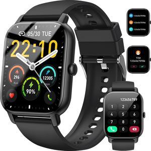 Smart Watch (Answer/Make Call), 1.85" Smartwatch for Men Women IP68 Waterproof, 100+ Sport Modes, Fitness Activity Tracker, Heart Rate Sleep Monitor, Pedometer, Smart Watches for Android iOS (Black)