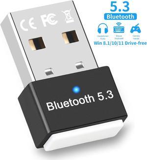 USB Bluetooth 5.3 Adapter for PC, Supports Windows 11/10/8.1 (Plug & Play), Mini 5.3+ EDR Bluetooth Dongle Receiver &Transmitter, 5.3 Bluetooth USB Adaper for PC, Laptop,Keyboard,Mouse,Headsets