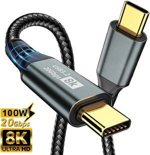USB C to USB C 3.1 Gen 2 Cable (6.6FT/2M ), 20Gbps Data Transfer- 8K@60Hz Video Output Monitor Cable -100W PD Fast Charging Cord USB C Display Cable-Type C to Type C Cable for iPhone 15,MacBooks,iPad