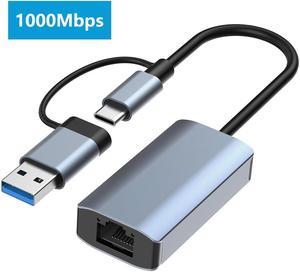 USB C to Ethernet Adapter, USB 3.0 Network Adapter, USB to 1000Mbps Gigabit RJ45 LAN Ethernet Adapter, Aluminum Gigabit LAN Wire Adapter Compatible with Mac-Book, Steam Deck, i-Pad, TV Box, etc.