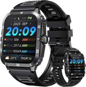 Smartwatch for Men Fitness Smart Watch, 1.96 inch Wrist Watch with Bluetooth Call Answer - Android iOS Compatible Military 3ATM Waterproof 100+ Sports Digital Activity Tracker Heart Rate Sleep Monitor
