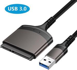 SATA to USB Adapter Cable, USB 3.0 to SATA Adapter for 2.5" HDD/SSD, USB 3.0 to 2.5 SATA III Hard Drive Adapter Aluminum Shell Nylon Cord, Supports UASP, External Converter for SSD/HDD Data Transfer