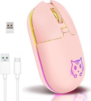 Wireless Mouse, Game Mouse 2.4Ghz Noiseless Mouse, Rechargeable Wireless Mouse with USB Receiver Portable Computer Mice for PC, Tablet, Laptop with Win/Pad/Mac/Linux/Andriod/iOS. Cute cat Style