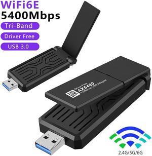 WiFi 6E Wireless Adapter, USB 3.0 WiFi Adapter for PC, AX5400M 802.11AX, Tri-Band 6GHz/5GHz/2.4GHz, WPA3, Wireless USB WiFi Dongle Network Adapter for PC Laptop, Only Compatible with Windows 11/10