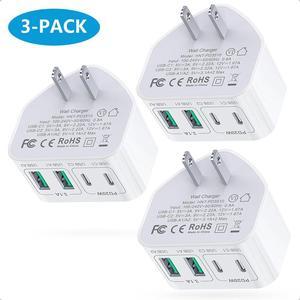 Hitoor USB C Wall Charger, [3 Pack] 40W Fast Charger Block Brick Cubes Plug, Type C Multiple Port Power Adapter for i-Pho-ne 15/14/13/12/11/Pro Max/XS/XR/8/7, Airpods, i-W-atch,Tablets, Cellphones