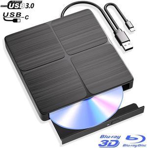 Hitoor External Blu Ray Drive-Portable Blu Ray DVD Player, Read and Write BD/DVD/CD, USB 3.0 Type C Blu Ray Player External CD DVD Drive, Portable DVD Player for Laptop Desktop PC Windows ,Linux,MacOS