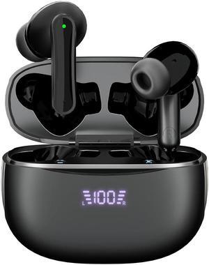 Hitoor True Wireless Earbuds, ENC Noise Cancellation, LED Display, 13mm Dynamic Driver, 400mAh Charging Case, Bluetooth 5.3, Long Battery Life, Type-C Fast Charging, Bluetooth Headphones for Sports