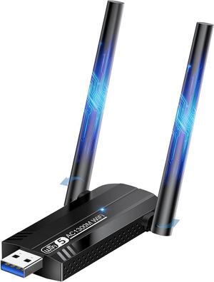 Hitoor 1300Mbps USB 3.0 WiFi Adapter, Dual Antennas 5G/2.4G AC1300 Wireless Adapter WiFi Network Adapter Dongle for Desktop Computer Laptop PC Supports Windows11/10/8/7/Vista/XP, Mac OS 10.9-10.15