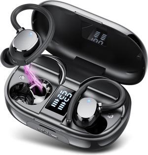 Hitoor TWS Ear buds Bluetooth Wireless Earbuds Sport Bluetooth 5.3 Headphones with LED Display 128H Playtime Powerful Bass Over Ear Earphones with Earhooks IP7 Waterproof for Gym/Running/Workout