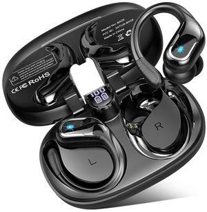 Hitoor Wireless Earbuds, Bluetooth 5.4 Headphones Sport, 75H Stereo Wireless Earphones with 4 ENC Noise Canceling Mic, IP7 Waterproof Ear Buds with Earhooks,LED Display Wireless Headphones for Running