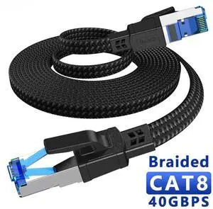 Hitoor Cat 8 Ethernet Cable 10FT/3M, Braided High Speed 40Gbps 2000Mhz Lan Patch Cord RJ45 Network Cable, Ethernet LAN Cable for Indoor/Outdoor Use - Perfect for Modem/Router/Gaming/PC 10 ft.