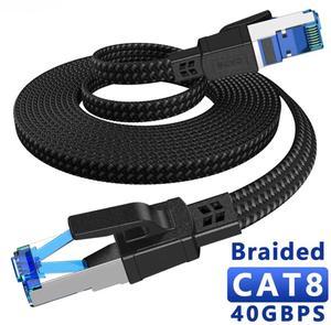 Hitoor Cat 8 Ethernet Cable 33FT/10M, Braided High Speed 40Gbps 2000Mhz Lan Patch Cord RJ45 Network Cable, Ethernet LAN Cable for Indoor/Outdoor Use - Perfect for Modem/Router/Gaming/PC 33 ft.