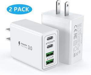Hitoor USB C Charger Block, 2-Pack 40W 4-Port PD Fast Charging Dual USB C Wall Charger, Multiport Power Adapter for i-Phone 16 15 14 13 12 11, i-Pad, Galaxy S24 S23, Pixel, Tablet, Android Smartphones