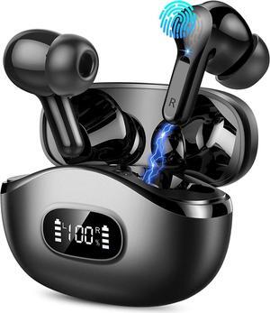 Hitoor Wireless Earbuds, Bluetooth 5.3 Headphones In Ear Earphones 4 ENC Noise Cancelling Mic Headphones with HIFI Stereo, 40H Playtime, Type-C Charging Case, IP7 Waterproof Running Ear buds Headphone