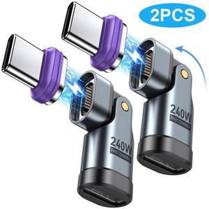 Hitoor PD 240W 16PIN USB C Magnetic Adapter (2Pack)/USB C 90 Degree Adapter/Right Angle C Adapter/C to C Adapter for i-Phone 16/15 Series, Ma-Book Pro/1Pad Series, Galaxy, G-oo-gle Pixel etc..