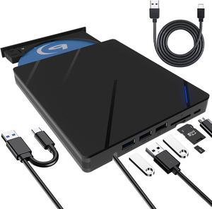 Hitoor External Blu Ray Drive, 7 in 1 External Blu-ray Drive USB 3.0 Type C Portable Blu Ray Player, 3D Blu Ray Burner CD DVD Burner, Optical Bluray Drive for Windows XP/7/8/10/11, Mac OS Computers