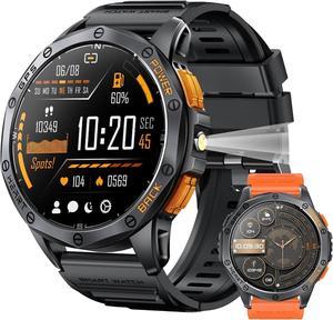 Hitoor Military Smart Watches Built-in GPS, 170+ Sport Modes Fitness Smart Watch for Men with Flashlight, Smartwatch for Android Phones and iPhone, 1.43" AMOLED Screen Bluetooth Call Compass Altimeter