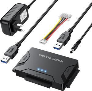 Hitoor USB 3.0 to IDE/SATA Adapter | Universal External Hard Drive Reader & Data Recovery Converter for 2.5"/3.5" HDD/SSD | One Touch Backup Function | with 12V/2A Power Supply & Multi-Drive Support