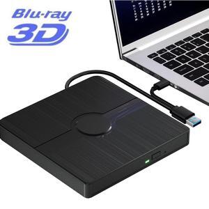 Hitoor External Blu Ray Drive, BD Player with Read/Write Capability Portable Blu-ray Player with USB 3.0 Type-C CD/DVD Burner 3D Blu-ray Drive Compatible with Win10 and Mac OS, Drive Blu Ray Player