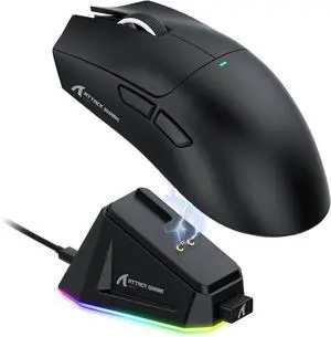 Hitoor Ultra-Light Triple Mode (Wired, 2.4GHz Wireless & Bluetooth) Gaming Mouse, PAW3311 Optical Sensor, up to 22K DPI 5 programmable Buttons, Magnetic Charging Dock, Gaming Mice for Laptops, PC/Mac