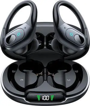 Hitoor Wireless Earbuds, Bluetooth Headphones 90Hrs Playtime with IPX7 Sweatproof Sport Over Ear Buds with Noise Canceling Mic, Deep Bass in Ear Earphones for Workout Exercise Gym TV Phones Laptops