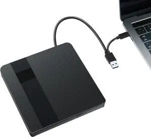 Hitoor External CD/DVD Drive for Laptops, USB 3.0 & Type-C Portable DVD Player+/-RW Burner Writer Reader, External Optical Drive Compatible with Laptop Desktop PC, Windows 11/10/8/7/XP, Linux, MacOS